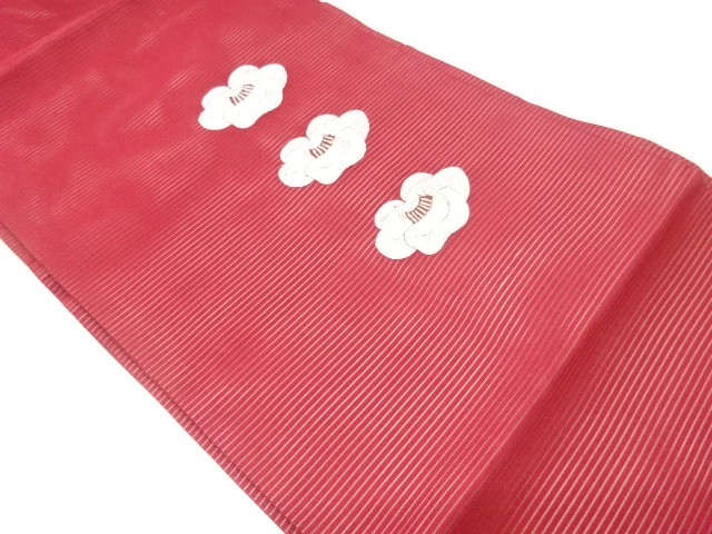 JAPANESE KIMONO / ROIRO SILVER PIECE EMBROIDERY ABSTRACT CAMELLIA PATT
